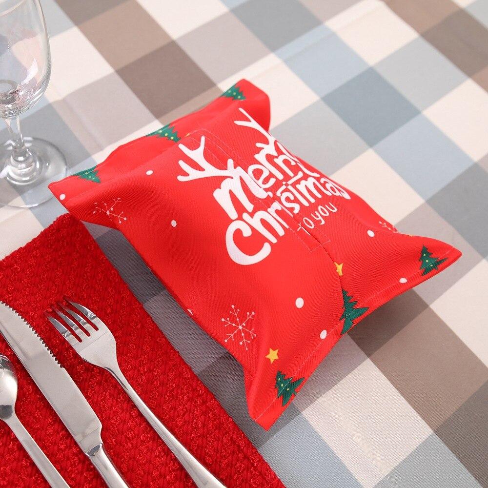 Рождественская сумка-чехол для салфеток, мультяшные чехлы для салфеток с Сантой, кухонный декор для стола для званого ужина, рождественские украшения для дома