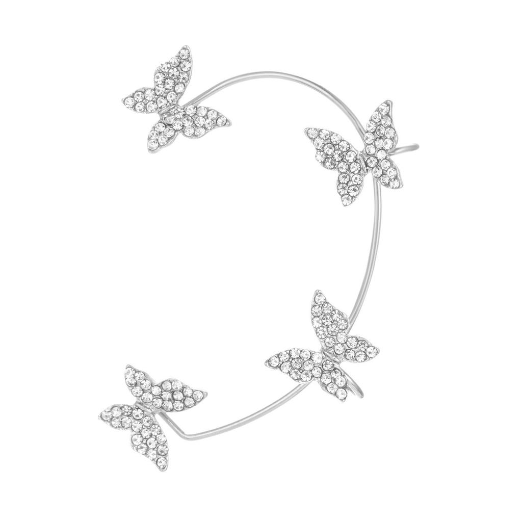Korean Sparkly Rhinestone Butterfly Ear Cuff Clip - No Piercing Fairy Style Earrings