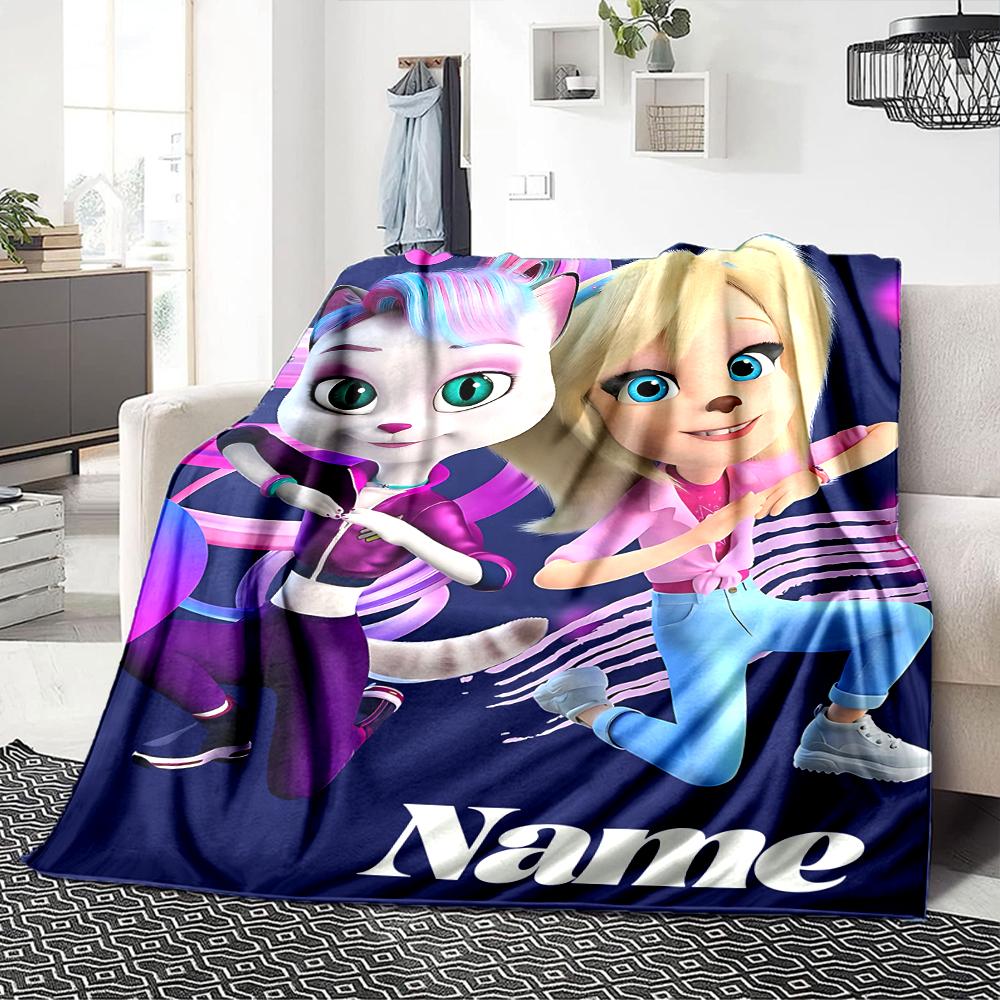 Custom Name Super Kitties Adventure Party Blanket For Couch Bed Plush Cozy Fuzzy Blanket Super Soft Warm Blankets For Fall And Winter 0916265
