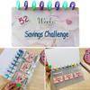 52 Week Saving Challenge Binder with Clear Cash Envelope Reusable 8 Holes