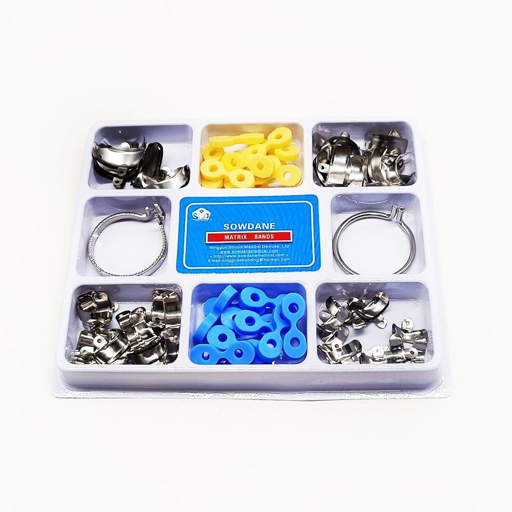 80pcs New Dental Sectional Contoured Metal Matrices Matrix Set Matrix Bands  Rubber Wedges  with Add-on Wedges Dentist Materials