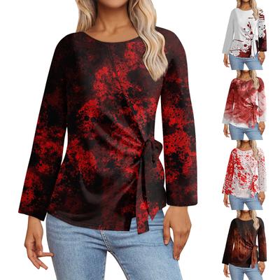 Женские топы с длинным рукавом Летние асимметричные футболки Приталенные повседневные топы Футболки Пуловеры Топы на Хэллоуин Футболки Летние топы Топы с коротким рукавом