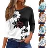 Женская футболка с принтом, рукав 3/4, повседневная, модная, на выходные, базовая, с круглым вырезом, стандартный топ
