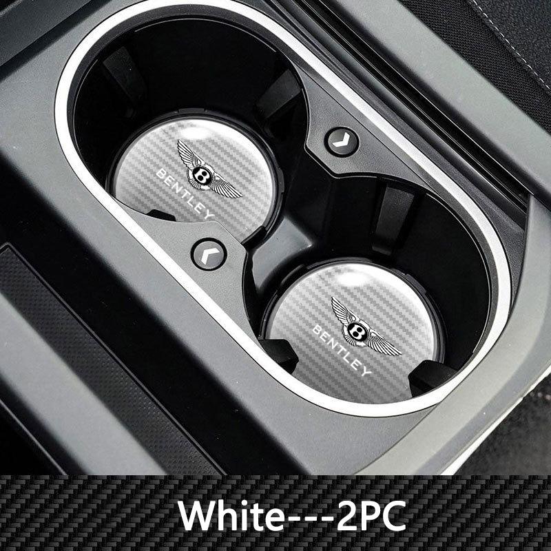 2PCS Carbon Fiber Car Interior Coaster Water Cup Pad Holder For Bentley Flying Spur Continental GT Bentayga Mulsanne Accessories