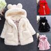 Модное пальто для девочек с большими ушками Детское зимнее пальто Куртка из искусственного меха для девочек Детская одежда Толстое пальто