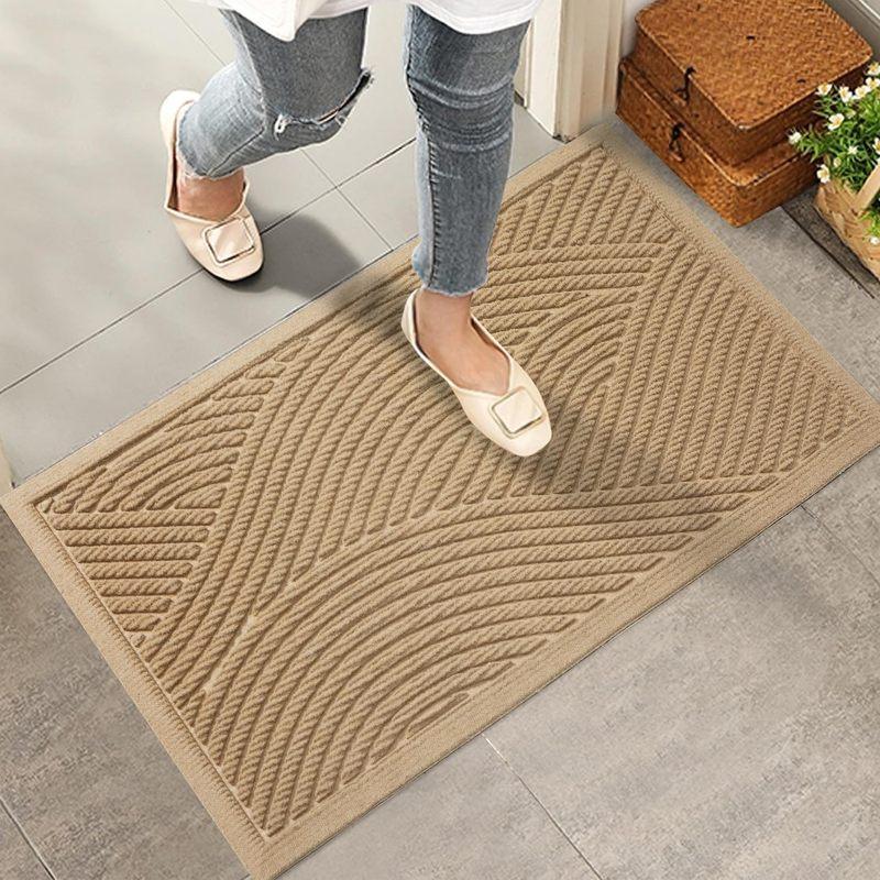 Sturdy Front Door Mat, Absorbent Muddy Dirt Resist Welcome Mat for Outdoor Indoor, Stain and Fade Resistant Non-Slip Entry