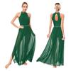 Women's Sleeveless Mesh Side Split Lyrical Dance Costume Modern Dancewear Maxi Long Dress