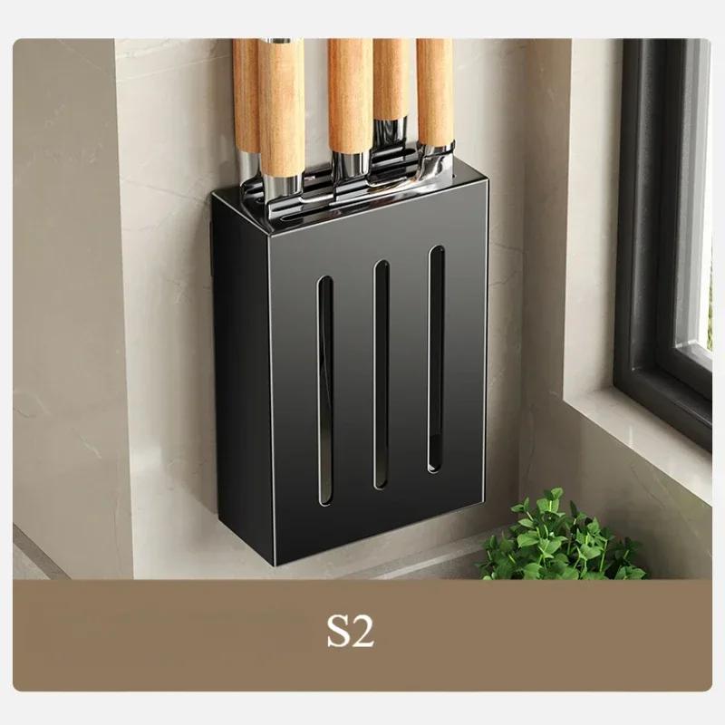 Держатель для кухонных ножей из нержавеющей стали, подставка для хранения ножей, настенный ящик для хранения, подставка для бытовых ножей, без перфорации