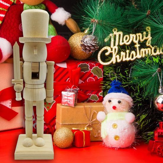 Нераскрашенный Щелкунчик Солдат Деревянный Солдат Орнамент DIY Роспись Щелкунчик Солдат Фигурка для Рождественского Украшения Праздничный Подарок