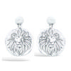 [R3433] - Silver 'Lion' Silver Earrings (rhodium) - 23x17mm