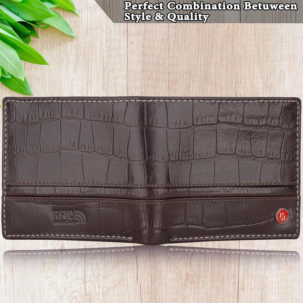 Denial Коричневый тисненый кожаный кошелек для мужчин | Кошельки мужские с блокировкой RFID | Мужской кожаный кошелек