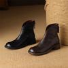 Модные новые осенние женские ботинки из натуральной кожи, модные ботильоны для женщин, короткие ботинки на толстом каблуке, женская обувь лаконичного дизайна
