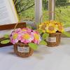 Lovely Hand-knitted Sunflower Basket Romantic Crochet Wedding Flowers Home Office Table Decor