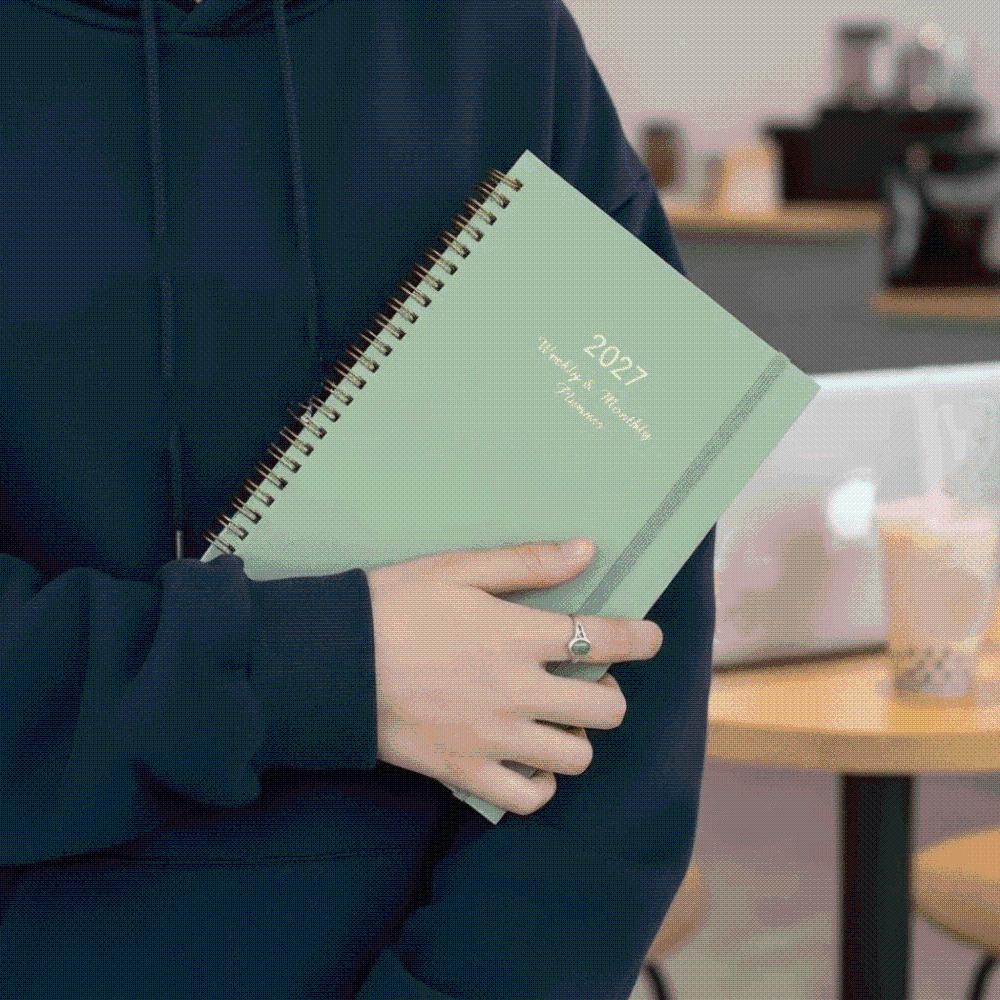 Twin Wire Binding 2027 Weekly Planner Solid Color A5 Agenda Book Student Study