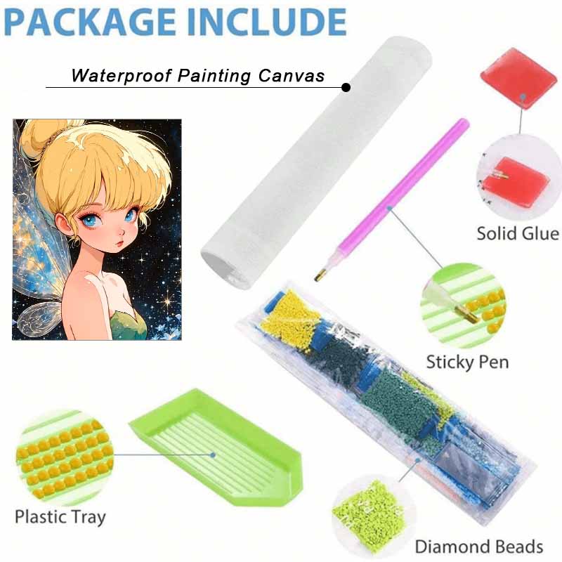 Disney Diamond Art Painting Kit Tinker Bell Diamond Mosaic Pictures, Wall Art Crafts, Home Decor