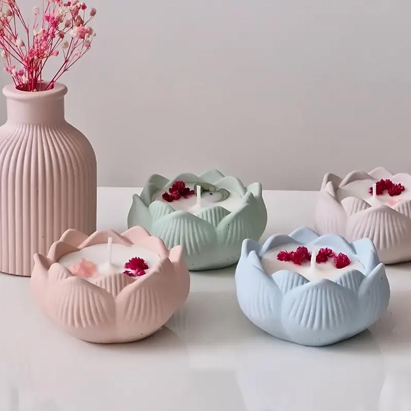 Форма для ароматерапевтической свечи в форме лотоса, сделанная своими руками, креативная силиконовая форма для подставки под стакан из гипса с полосатым узором, аксессуары