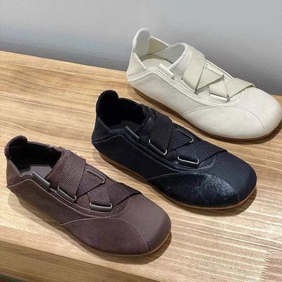 Винтажные балетки с круглым носком и перекрестными ремешками, модные повседневные спортивные туфли для нравственного воспитания, женские