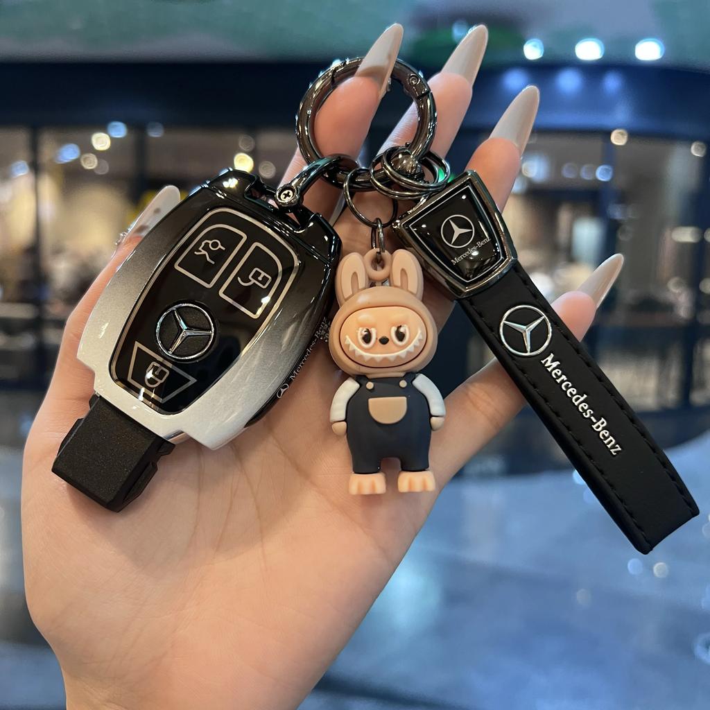 QOK3 Key Fob Cover For Mercedes Benz A B C E S Class W204 W205 W212 W213 W176 GLC MAYBACH Keyless Soft Case
