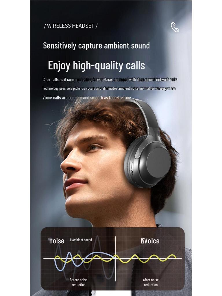 Bluetooth-наушники WH100: Сверхдолгий режим ожидания, Шумоподавление, Полноразмерные, Беспроводные - В наличии