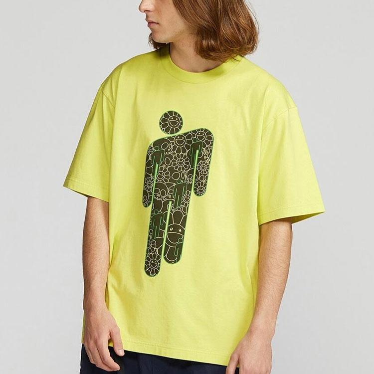 Uniqlo Мураками Такаси Коллаборация Цветочный Мультяшный Принт Круглый Вырез Короткий Рукав Футболка Унисекс Топы Светло-Зеленый 428709-52