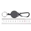 Black Retractable Key Chain Reel Steel Cord Recoil Belt Key Ring Badge Holder