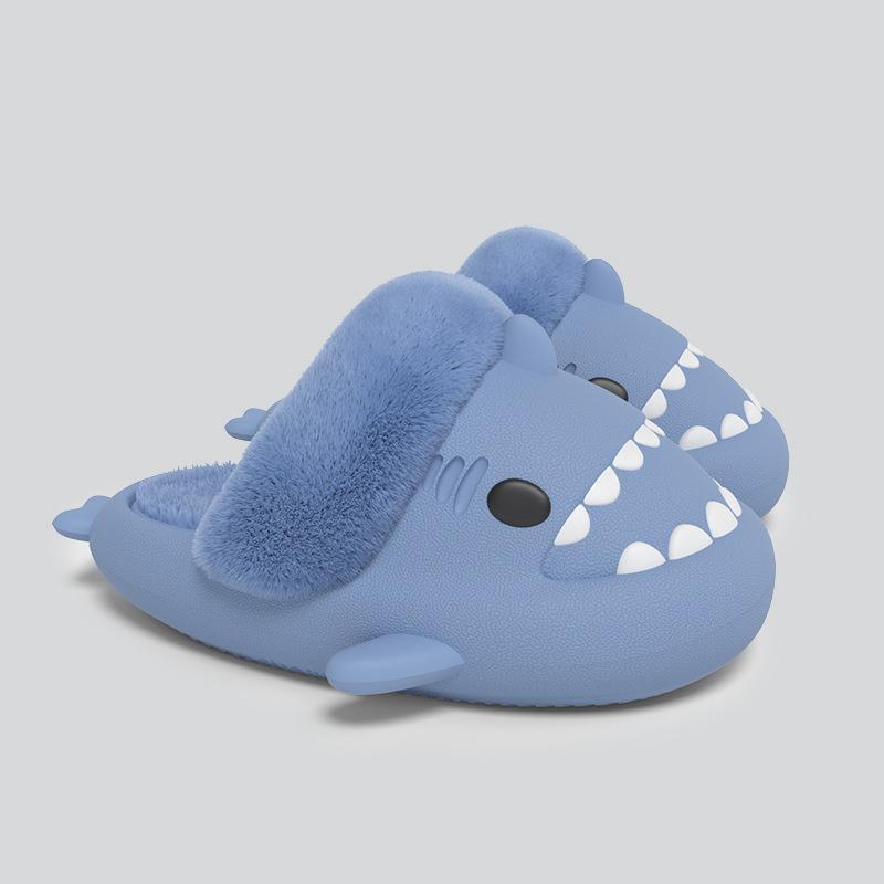 Съемные тапочки из хлопка Shark, водонепроницаемые толстые флисовые теплые домашние пушистые тапочки для пары