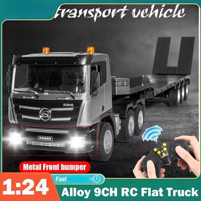 Новый 1:24 RC Flatbed Truck Model 9 Channel Alloy Engineering Vehicle 2.4G Remote Control Car Radio Control Trailer Christmas Gift Boy Toy