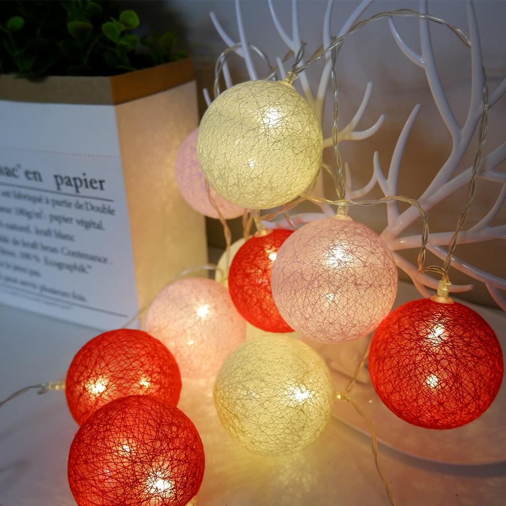 Ватный шар, световая цепочка, ночные огни, гирлянда, светодиодная гирлянда, Рождество, детская спальня, Хэллоуин, уличное свадебное украшение для патио, вечеринки