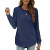 Women's Clothing Autumn and Winter New Item Round Neck Irregular Hem Long Sleeved Loose Casual Women's Clothing