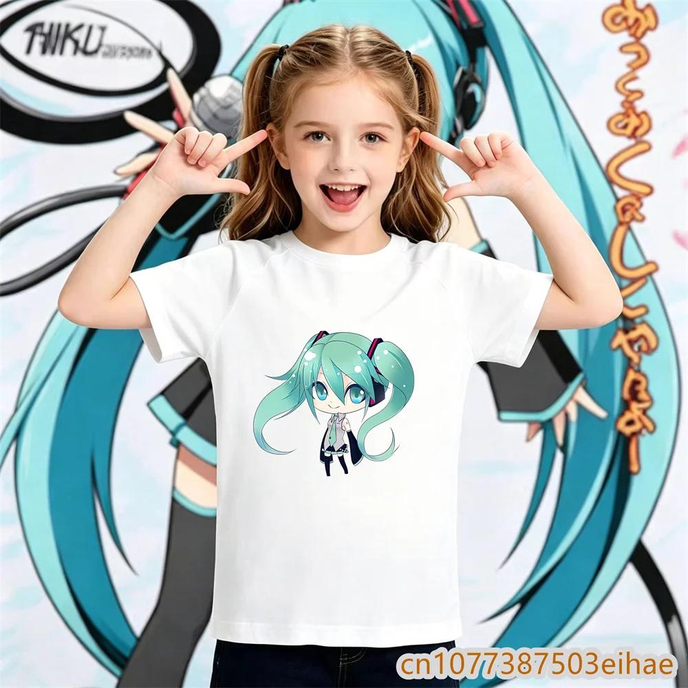 Y2K Retro Graphic Tee Hatsune Miku Pattern 2026 Summer Loose Short Sleeve Unisex Children Sportswear Stylish Wear For Boys Girls