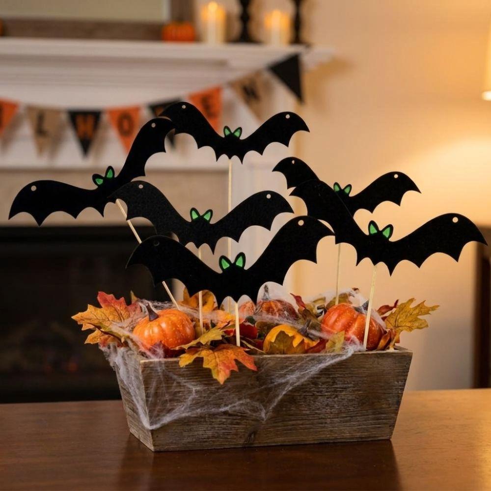 6PCS Realistic Halloween Bat Grounds Insertion Flying Bat Bat Card Insertion Outdoor Party