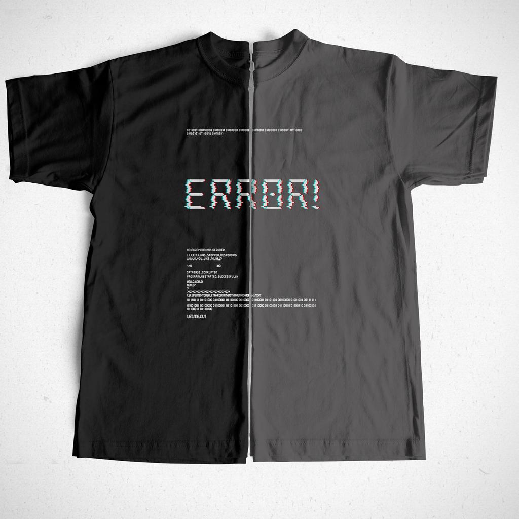 COOLMIND 100% Cotton Short Sleeve Error Print Funny Men T Shirt Casual Loose Men Tshirt O-neck Summer T-shirt Male Men Tee Shirt