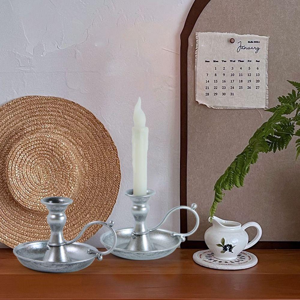 With Handle Round Single-head Candlestick Anti Slip Handheld Candle Holder Wedding