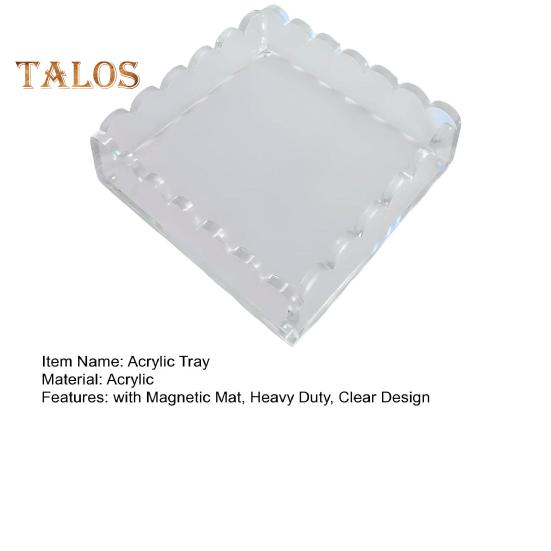 1/2Pcs Scalloped Acrylic Tray with Magnetic Mat Heavy Duty Clear Art Painting Poster Picture Photo Display Tray Home Office Desktop Decoration
