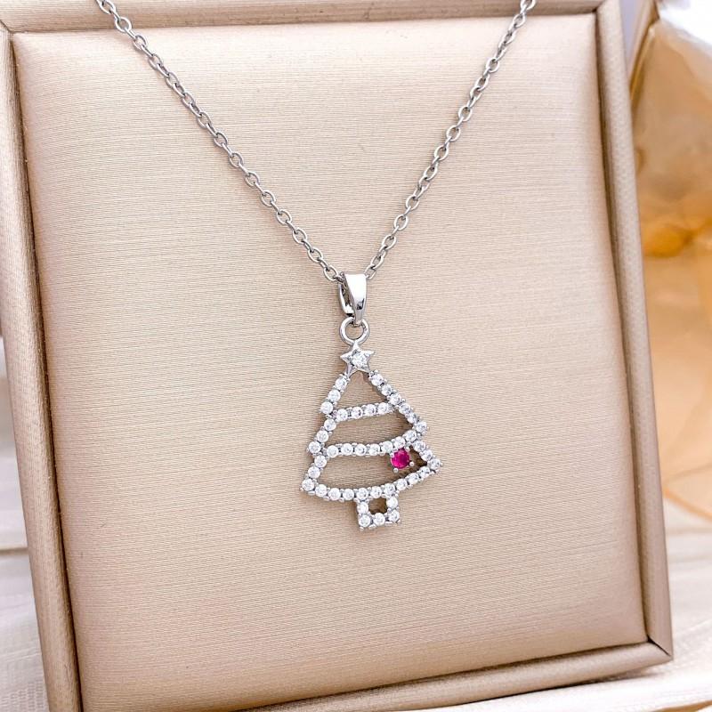 Christmas Necklace Women Titanium Steel Festive Design Trendy Accessory