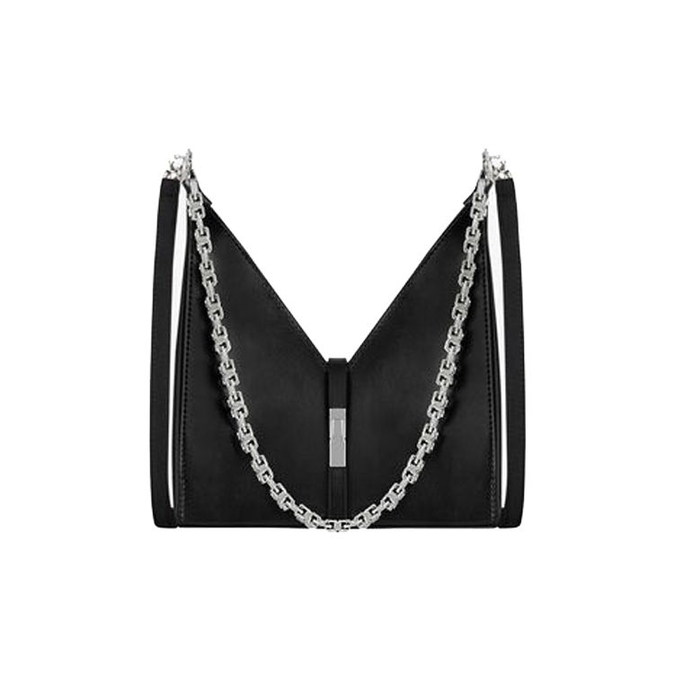 Givenchy Cut-Out Silver Finish Metal Detail G Cube Chain Smooth Calfskin Leather Mini Handbag Women Handbag Black BB50HNB00D-001