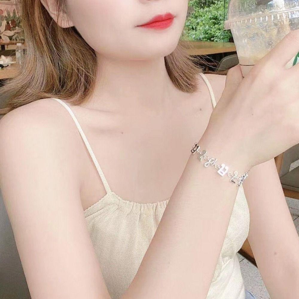 Aesthetic Silver Bangle Adjustable Eight Note Hand Chain Beautiful Music Note Bracelet  Hipster