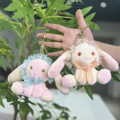 Милая плюшевая игрушка Зайчик с бантиком, Подвеска-брелок в виде щенка для сумки, Кукла-клипса для игрового автомата