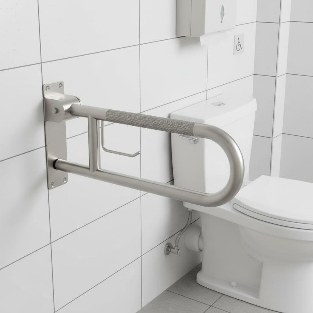 Wall-Mounted Toilet Grab Bar Heavy Duty Stainless Steel Toilet Bar Disabled Safety Rail Easy Installation for Elderly