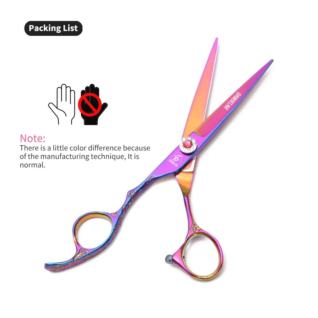 SANGELAR 6 Inch Left-handed Professional Hair Scissors, Magical for Girls' Hair Trimming,Dog Grooming Scissors Can Be Used As Pet Styling Tool