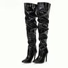 Fashion Fashion Pointed Toe Over The Knee Boots Women High Heels Patent Leather Solid Stiletto Side Zipper Sapatos Femininos