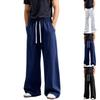 Men's Drawstring Waist Straight Wide Leg Baggy Pants Workout Athletic Sweatpants With Pocket