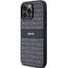 Dkny Leather Mono Stripe & Metal Logo Case For Iphone 14 Pro Max - Black