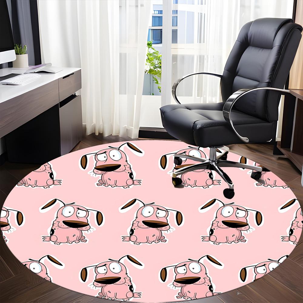 1pc Courage the Cowardly Dog Office Round Area Rug, Under Office Chairs Bedroom Living Room Home Decor, Room Decoa1022223