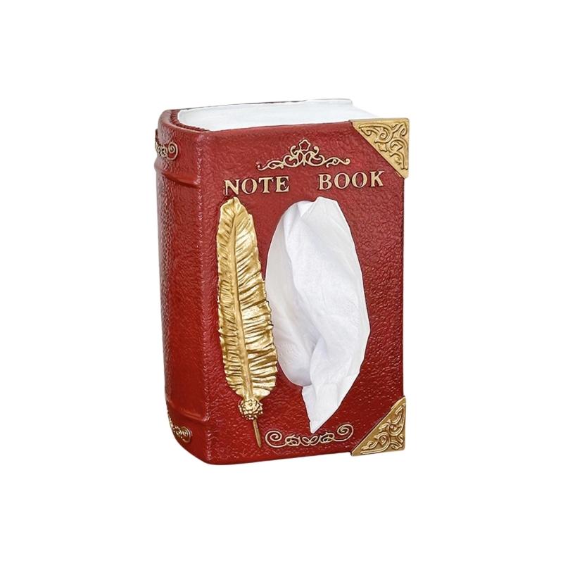 Book Style Tissue Box Holder Vintage European Designs Multifunctional Storage Organizer For Home Office Decoration