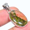 Natural Unakite Gemstone Handmade 925 Solid Sterling Silver Pendant 1.50" S2p78