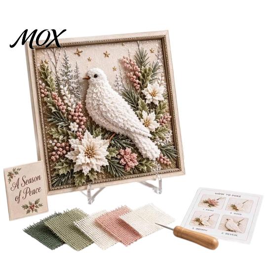 Christmas Poke Art Kit 3D Fabric Kit, DIY Punch Needle Embroidery Set, Handmade Holiday No-Sew Crafts Projects for Adults and Beginner