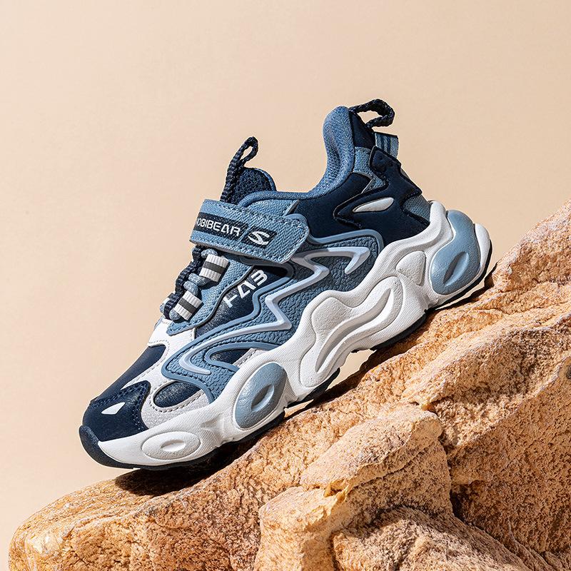 Kids Sneakers Boys Girls Chunky Shoes Synthetic Leather Hook Loop Casual Sports Shoes Lightweight Comfortable School Walking Shoes Spring Autumn