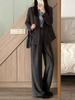 Women's 2024 Spring/Autumn Professional Black Suit: Loose Fit for College Interviews