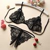 Open Crotch Easy Take Off Lace Lingerie Two Piece Set Sexy Thong For Women
